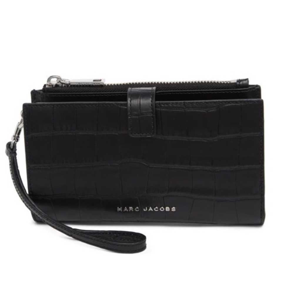 NWT Marc Jacob Croc Embossed Leather Wristlet